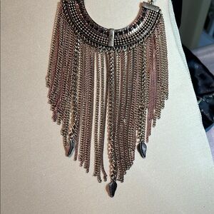 Gold, bronze chains necklace